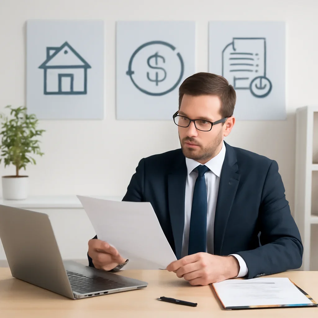 Broker reviewing mortgage steps for alternative lender mortgage