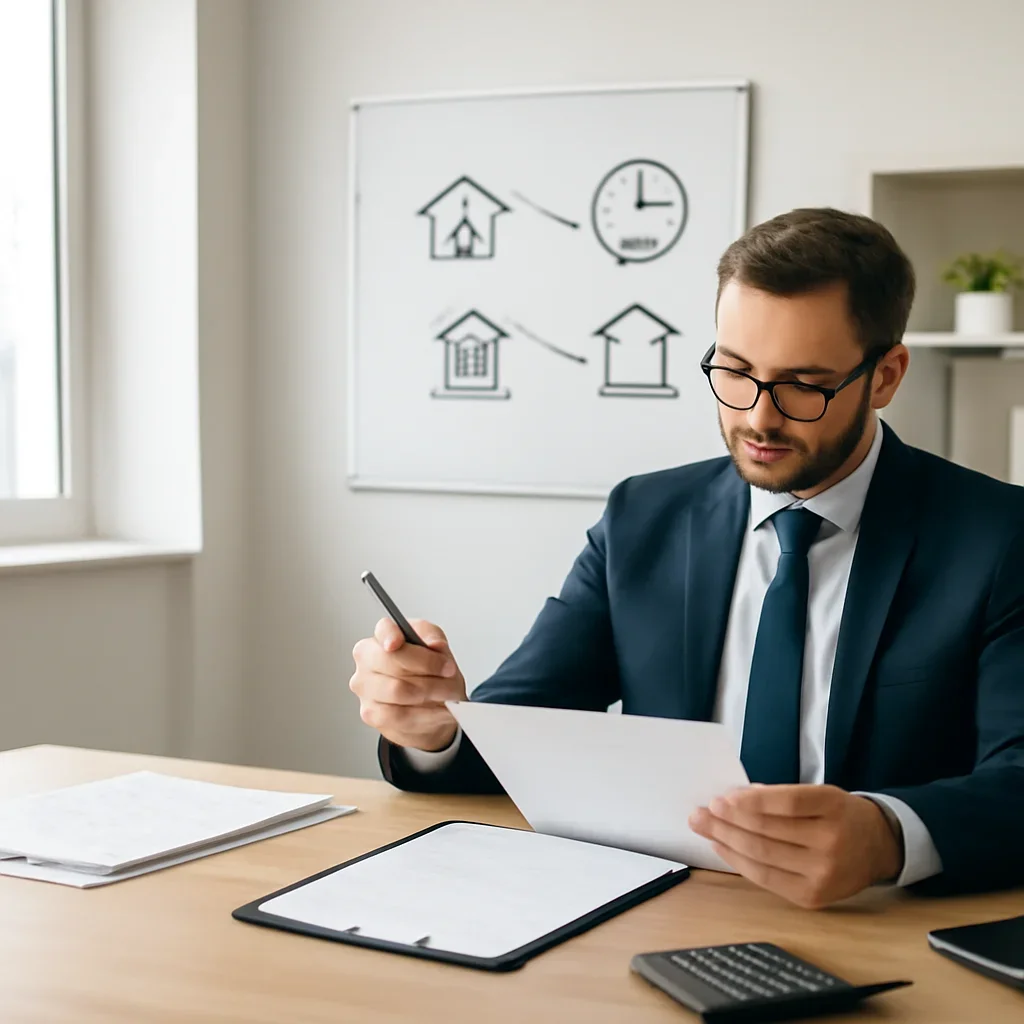 Broker reviewing mortgage steps for best refinance rates quebec