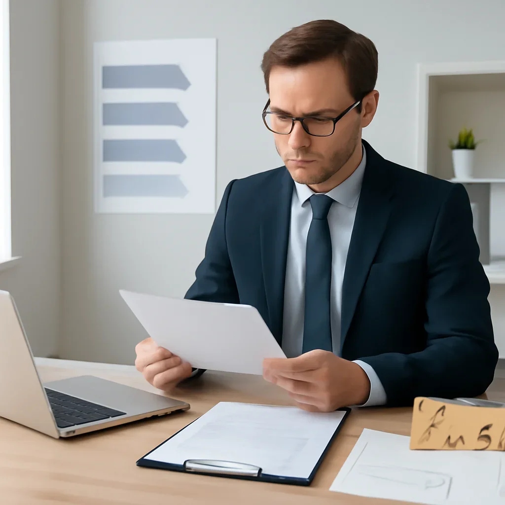 Broker reviewing mortgage steps for first-time buyer mistakes that delay mortgage approval