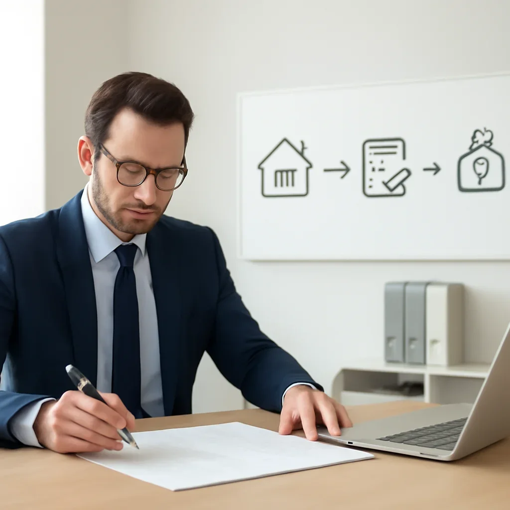 Broker reviewing mortgage steps for faq