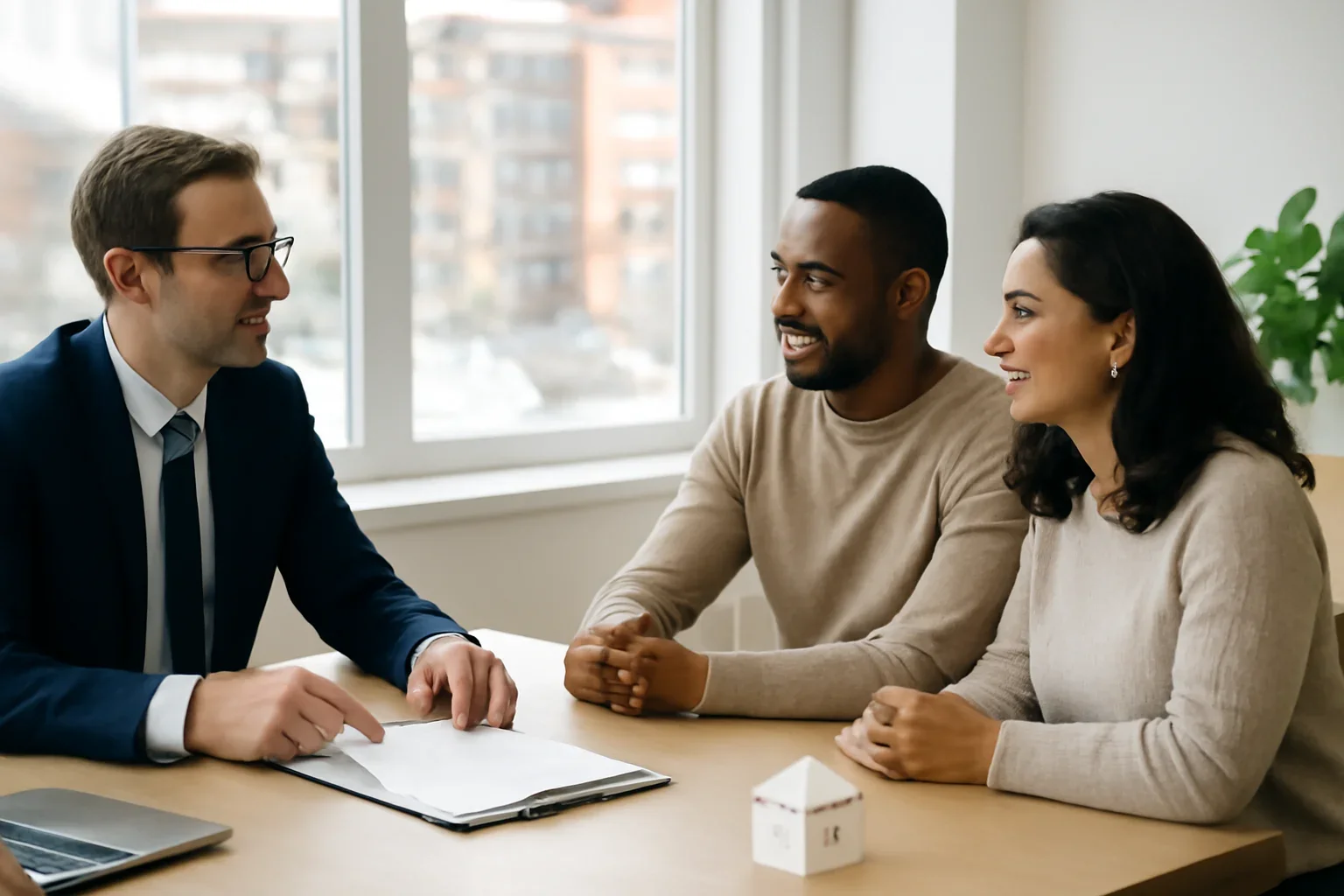 Home mortgage consultation scene