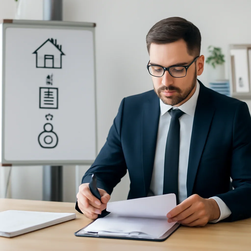 Broker reviewing mortgage steps for longueuil mortgage broker