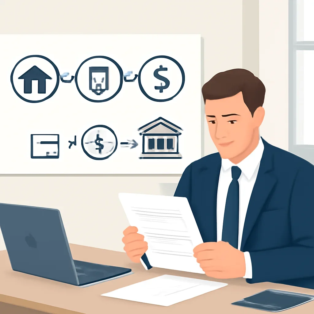 Broker reviewing mortgage steps for new to canada mortgage